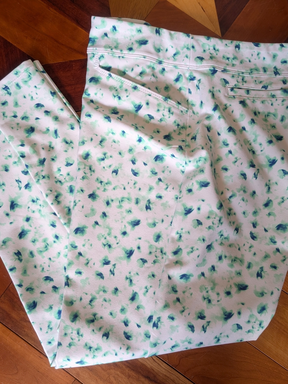 adidas Golf Pants White With Teal and Navy Print
